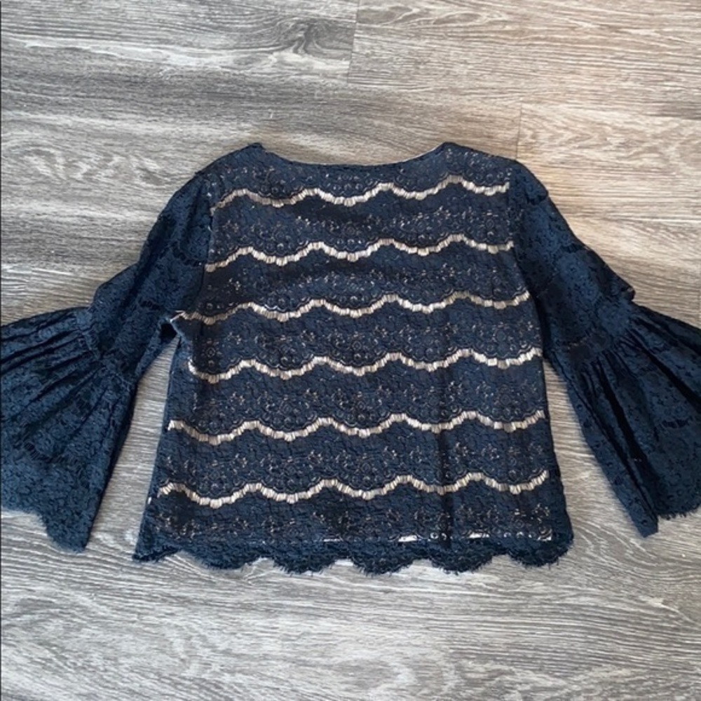 Black & Nude Lace, Bell Sleeve Top​ - Picture 7 of 7
